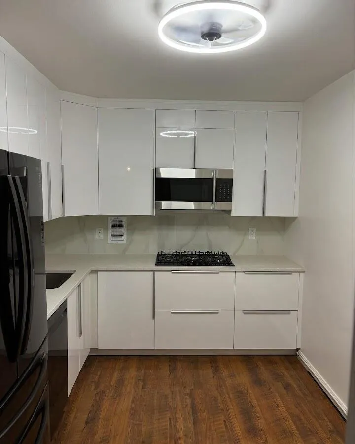Renovated kitchen with quartz countertops in Merriam